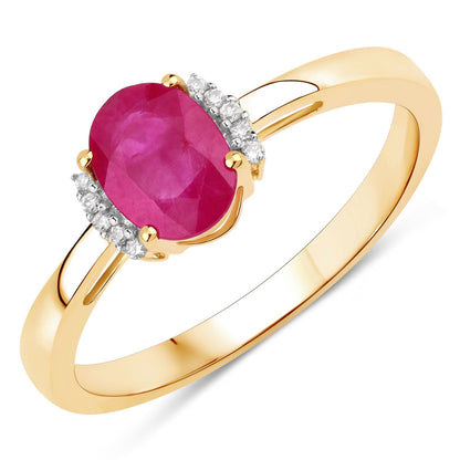 0.88 Carat Genuine Johnson Ruby and White Diamond 14K Yellow Gold Ring Bids.com
