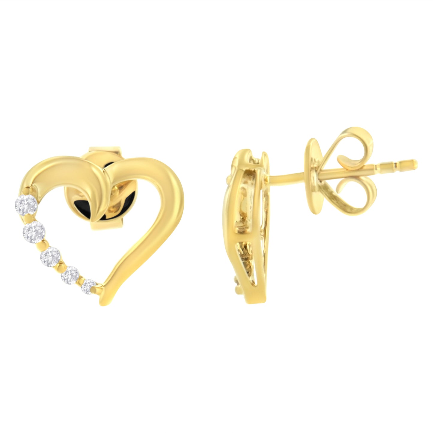 14K Yellow Gold 1/8 Cttw Diamond Journey Heart Hoop Earrings (K-L Color, I1-I2 Clarity) Bids.com