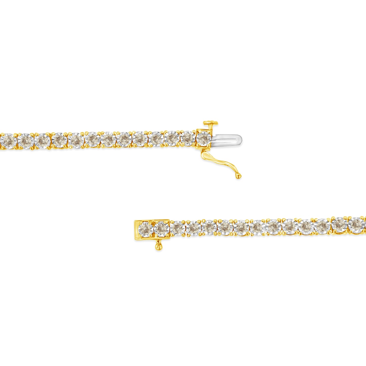 14K Yellow Gold Plated .925 Sterling Silver 3.0 Cttw Miracle-Set Diamond Tennis Bracelet (L-M Color, I2-I3 Clarity) - 7.25" Bids.com