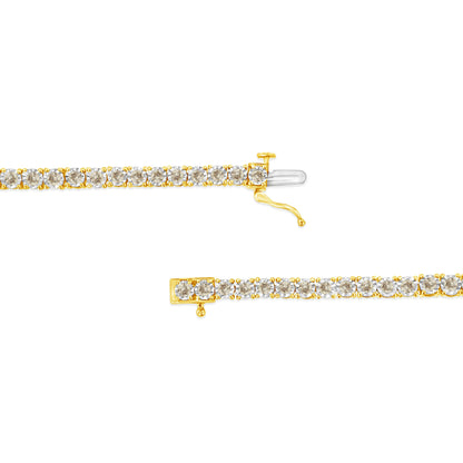 14K Yellow Gold Plated .925 Sterling Silver 3.0 Cttw Miracle-Set Diamond Tennis Bracelet (L-M Color, I2-I3 Clarity) - 7.25" Bids.com