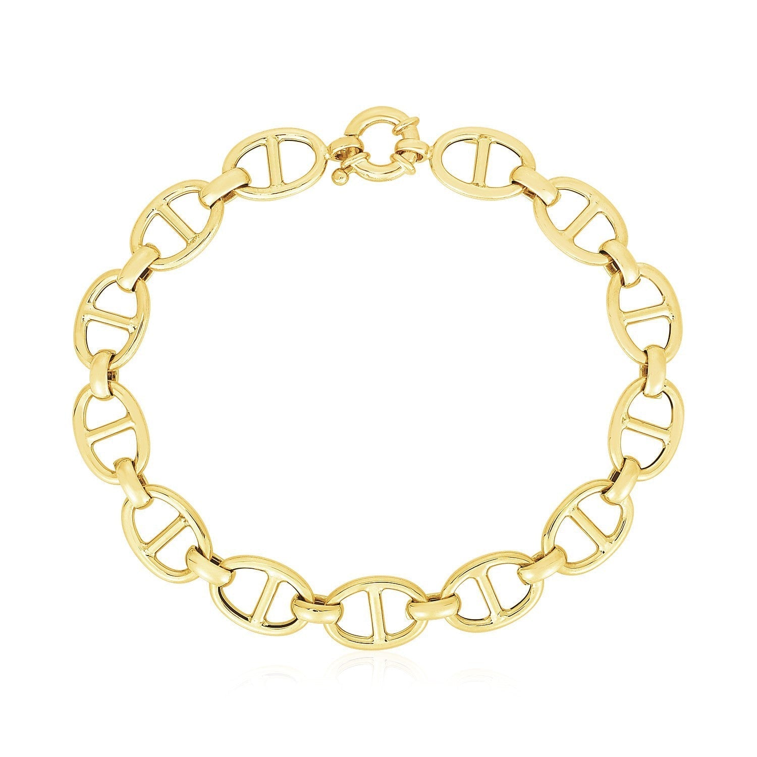 14k Yellow Gold High Polish Mariner Link Bracelet (8.8mm) Bids.com