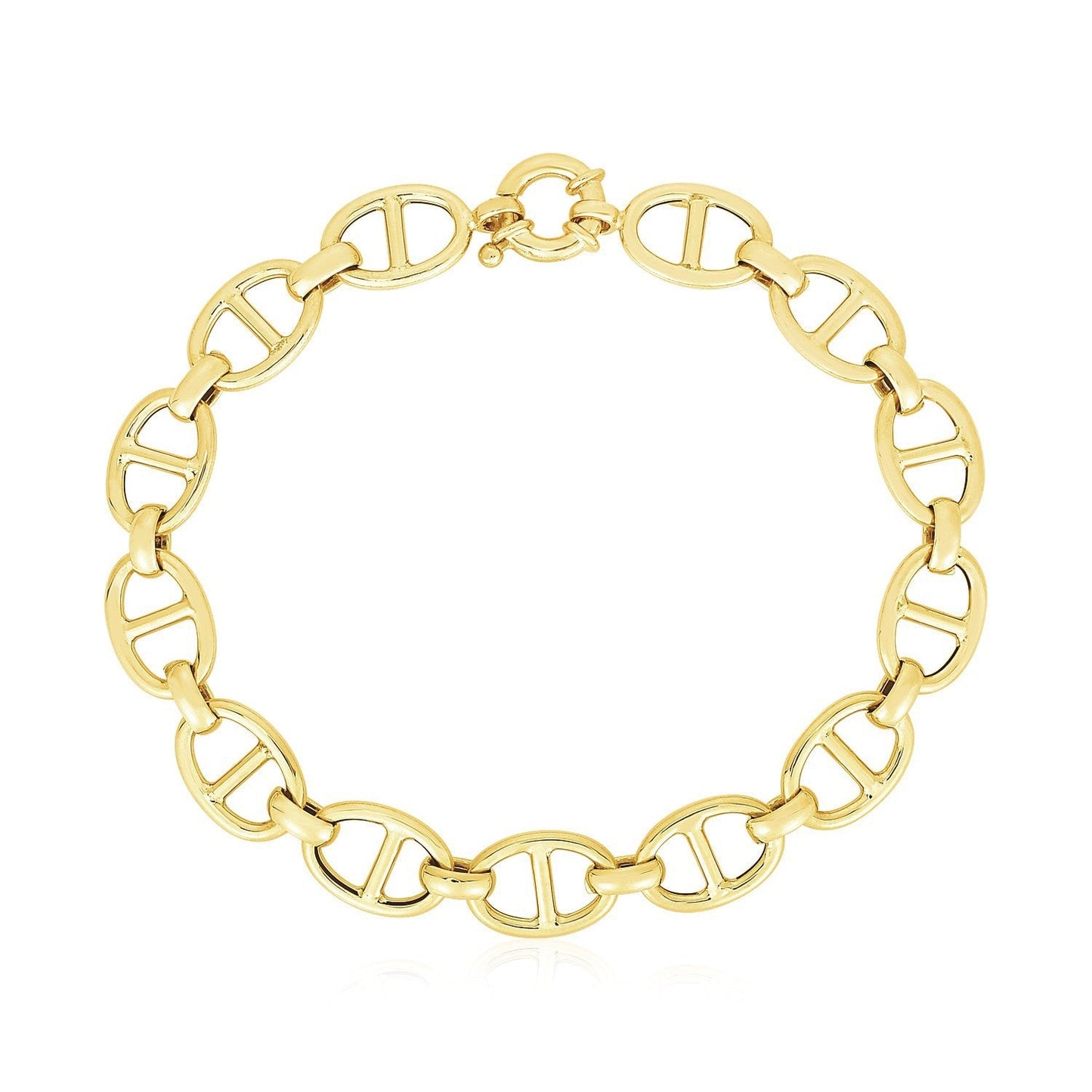 14k Yellow Gold High Polish Mariner Link Bracelet (8.8mm) Bids.com
