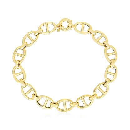 14k Yellow Gold High Polish Mariner Link Bracelet (8.8mm) Bids.com