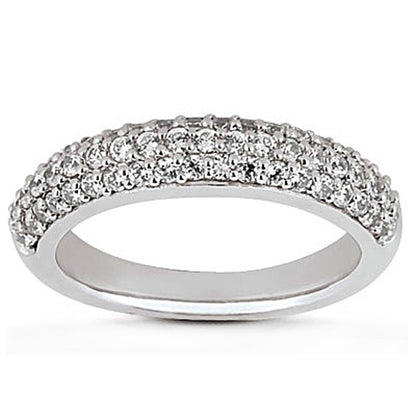 14k White Gold Triple Multi-Row Micro- Pave Diamond Wedding Ring Band Bids.com