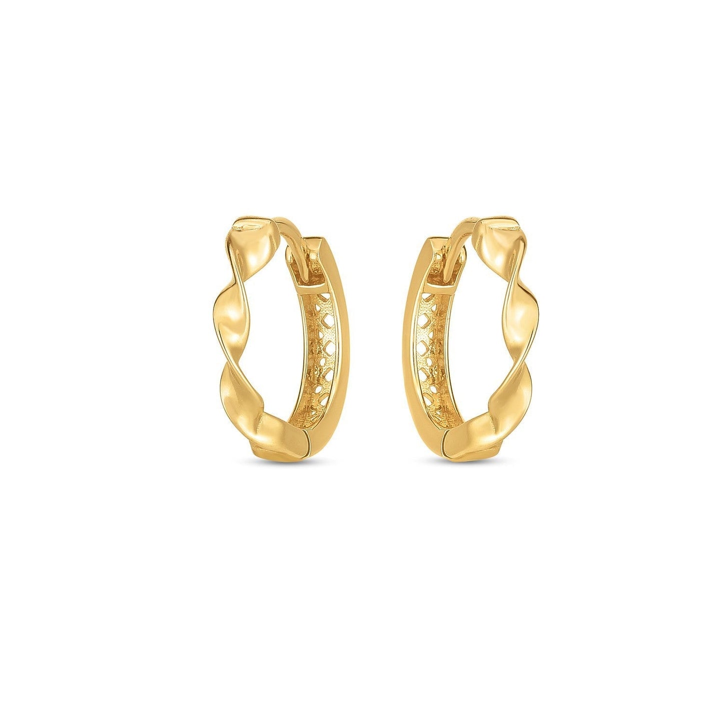 14k Yellow Gold Twist Huggie Hoops Bids.com