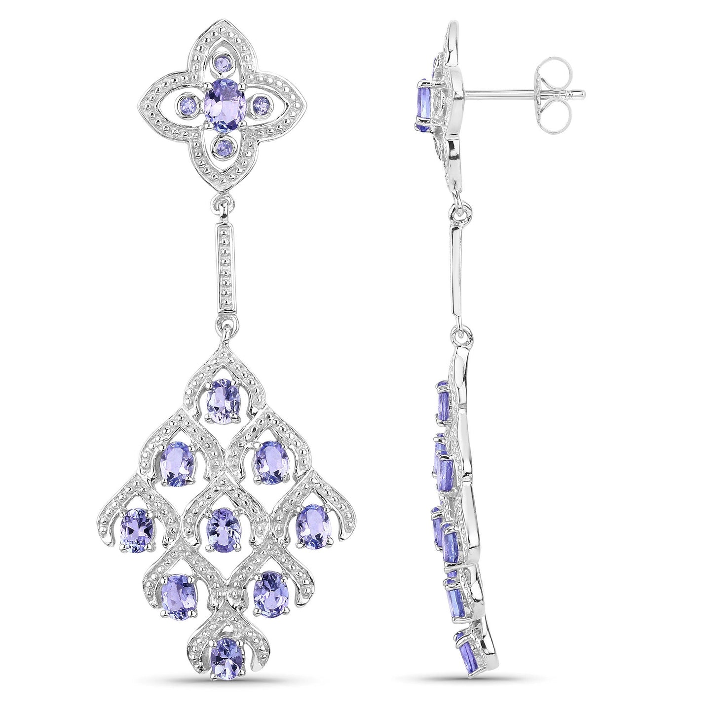 3.90 Carat Genuine Tanzanite and White Topaz .925 Sterling Silver Earrings Bids.com