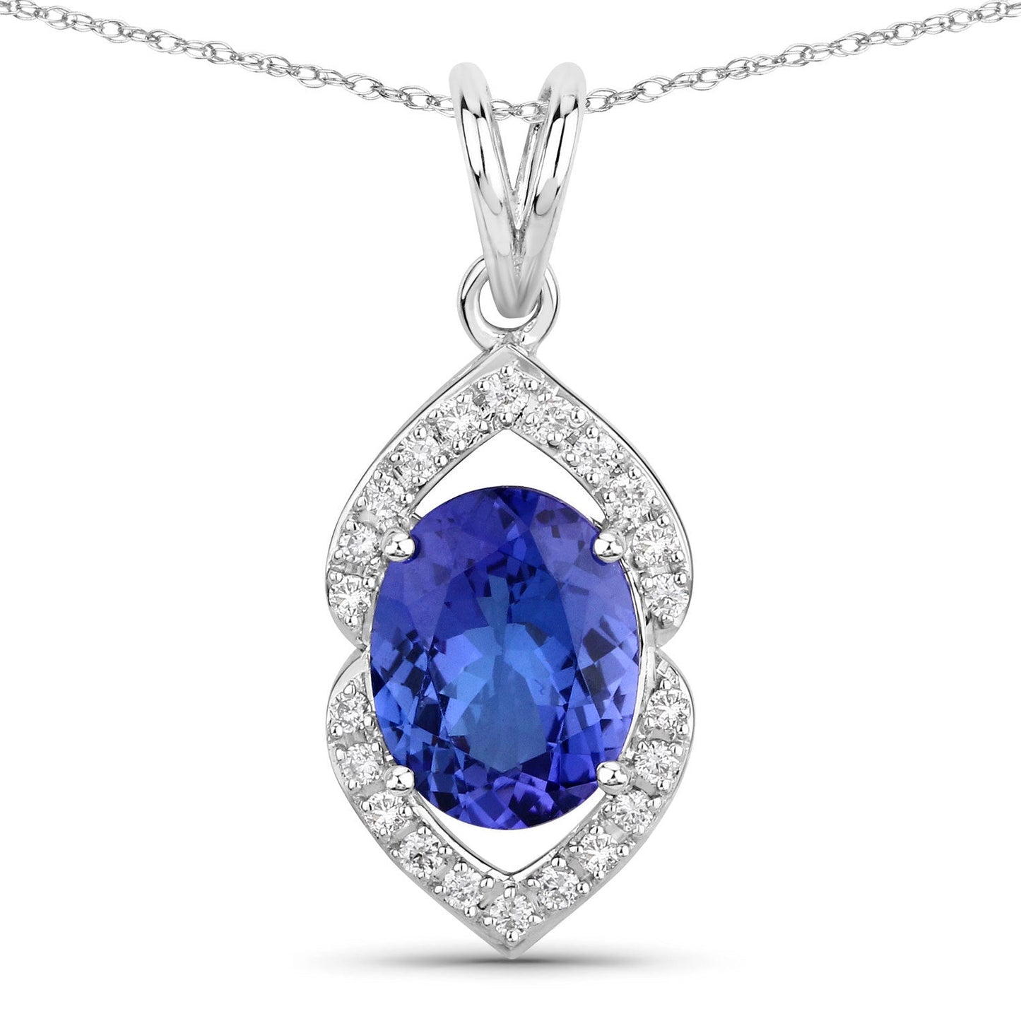 2.44 Carat Genuine Tanzanite and White Diamond 14K White Gold Pendant Bids.com