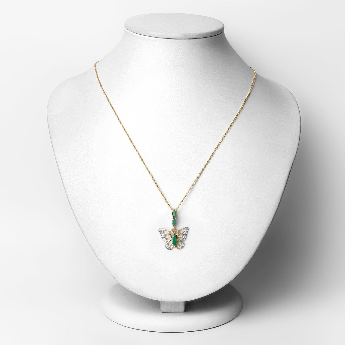 0.72 Carat Genuine Emerald and White Zircon .925 Sterling Silver Pendant Bids.com
