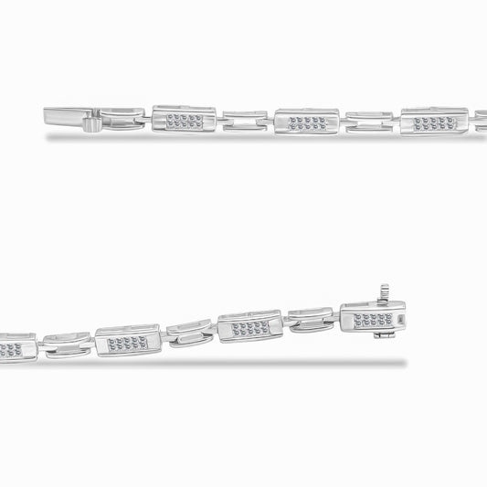 14K White Gold 1.0 Cttw Invisible Set Princess Cut Diamond Alternating Station and Link Tennis Bracelet (I-J Color, I1-I2 Clarity) - Size 7.25" Inches Bids.com