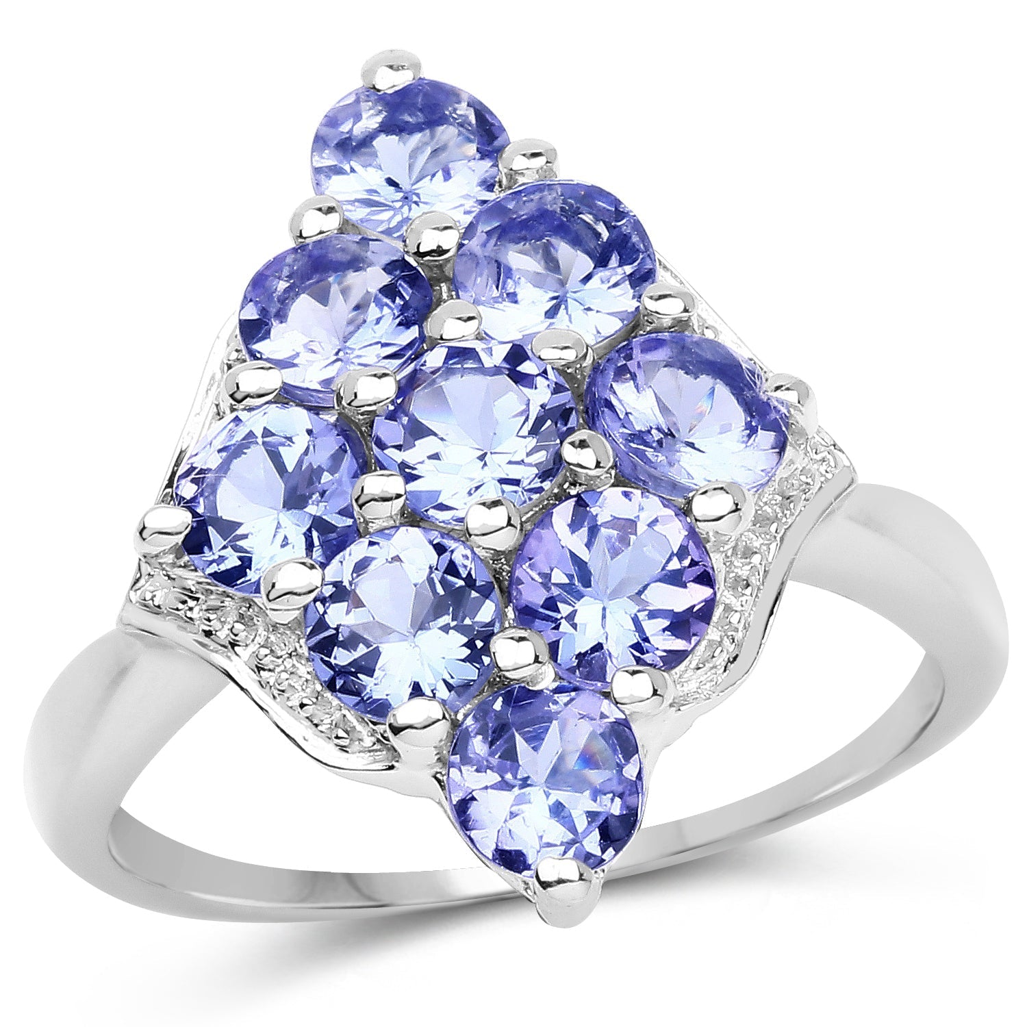 2.07 Carat Genuine Tanzanite .925 Sterling Silver Ring Bids.com