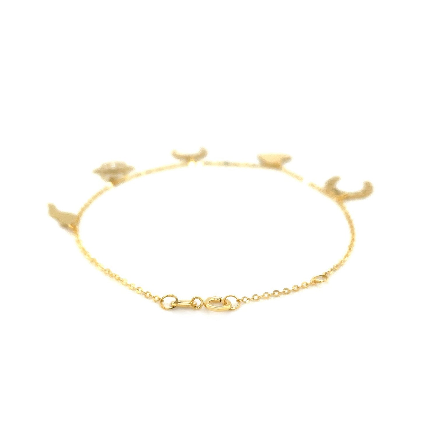 14k Yellow Gold 7 inch Bracelet with Polished Charms Bids.com