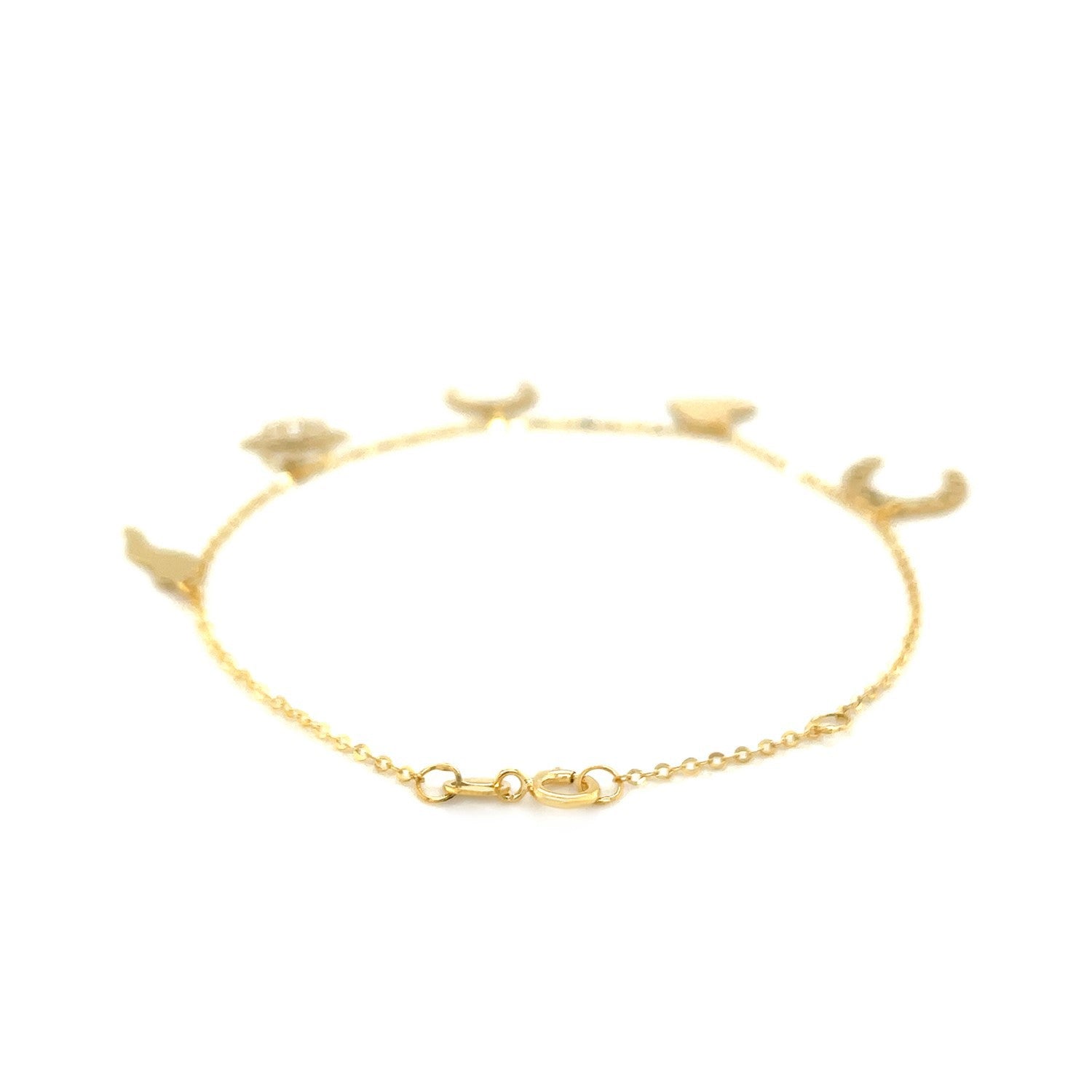 14k Yellow Gold 7 inch Bracelet with Polished Charms Bids.com