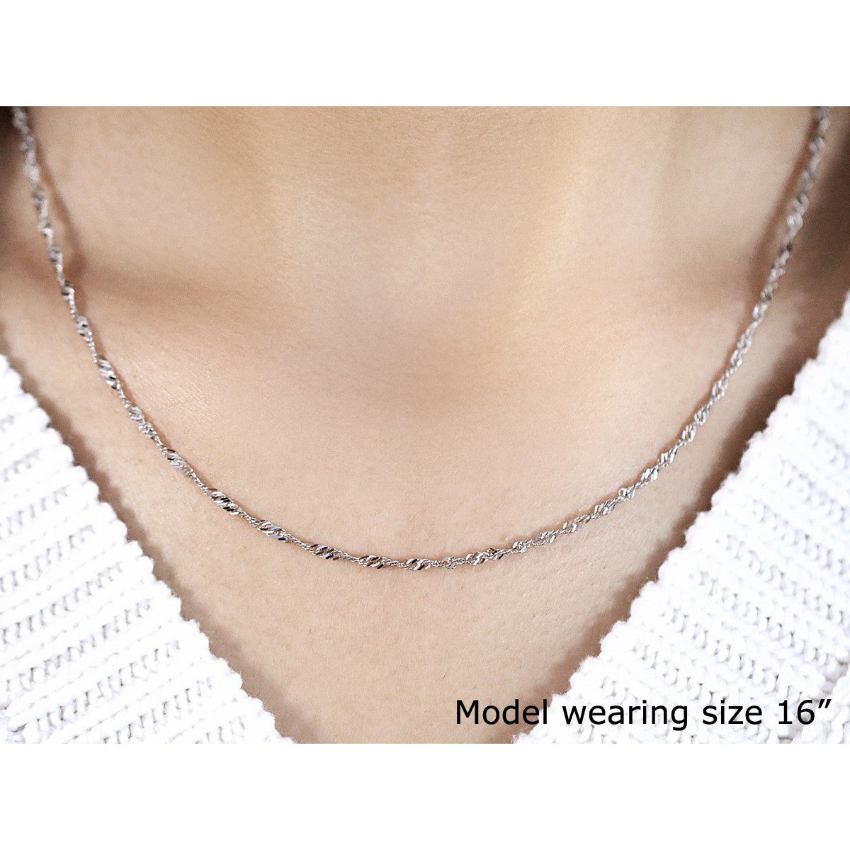 14k White Gold Singapore Chain 1.7mm Bids.com