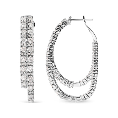 14K White Gold 4.0 Cttw Diamond Asymmetrical Inside Out Double-Hoop Earrings (I-J Color, I1-I2 Clarity) Bids.com