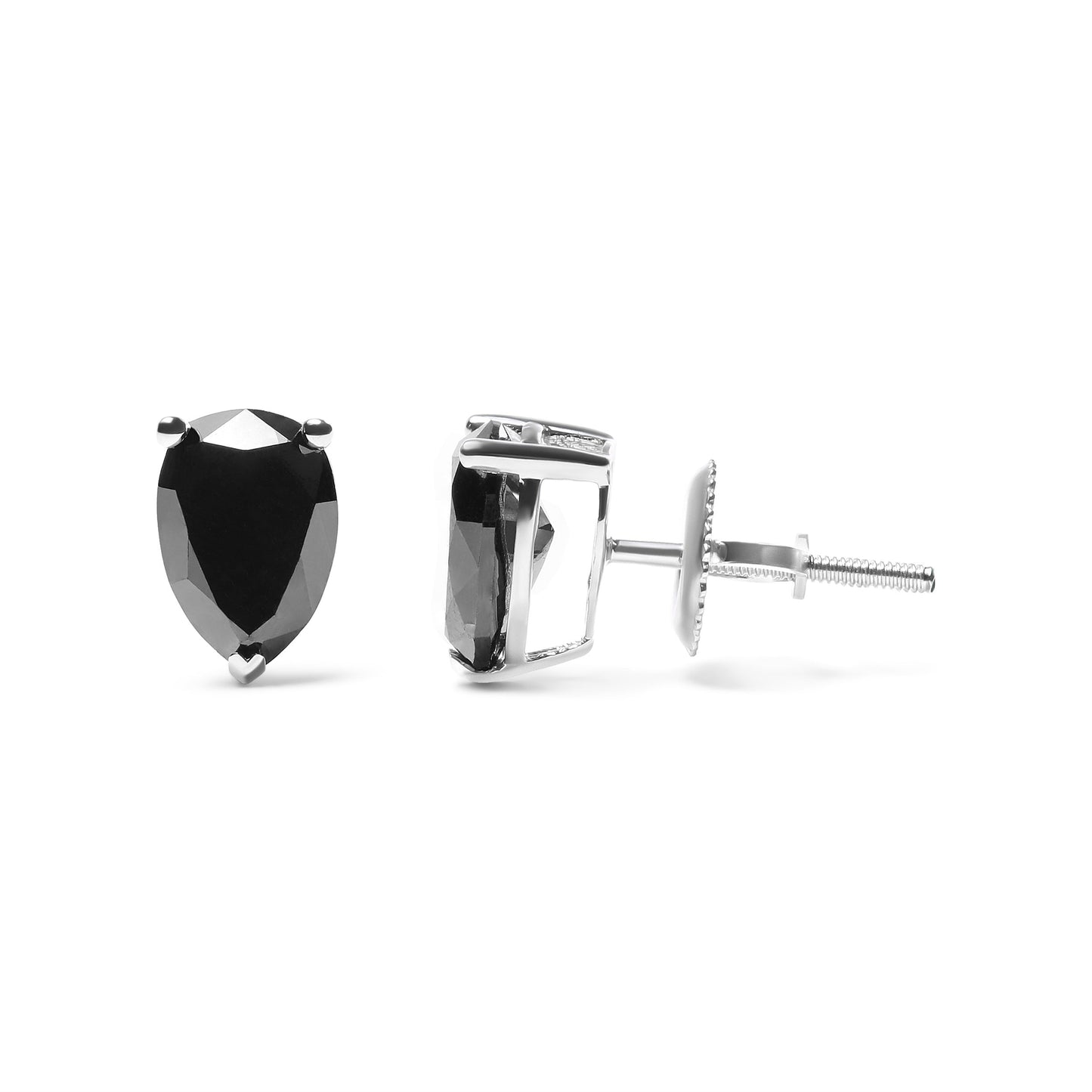 14K White Gold 2.00 Cttw Pear Cut Black Diamond Stud Earrings Bids.com