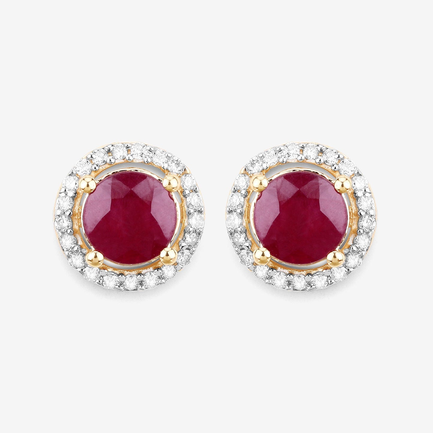 1.22 Carat Genuine Ruby and White Diamond 14K Yellow Gold Earrings Bids.com