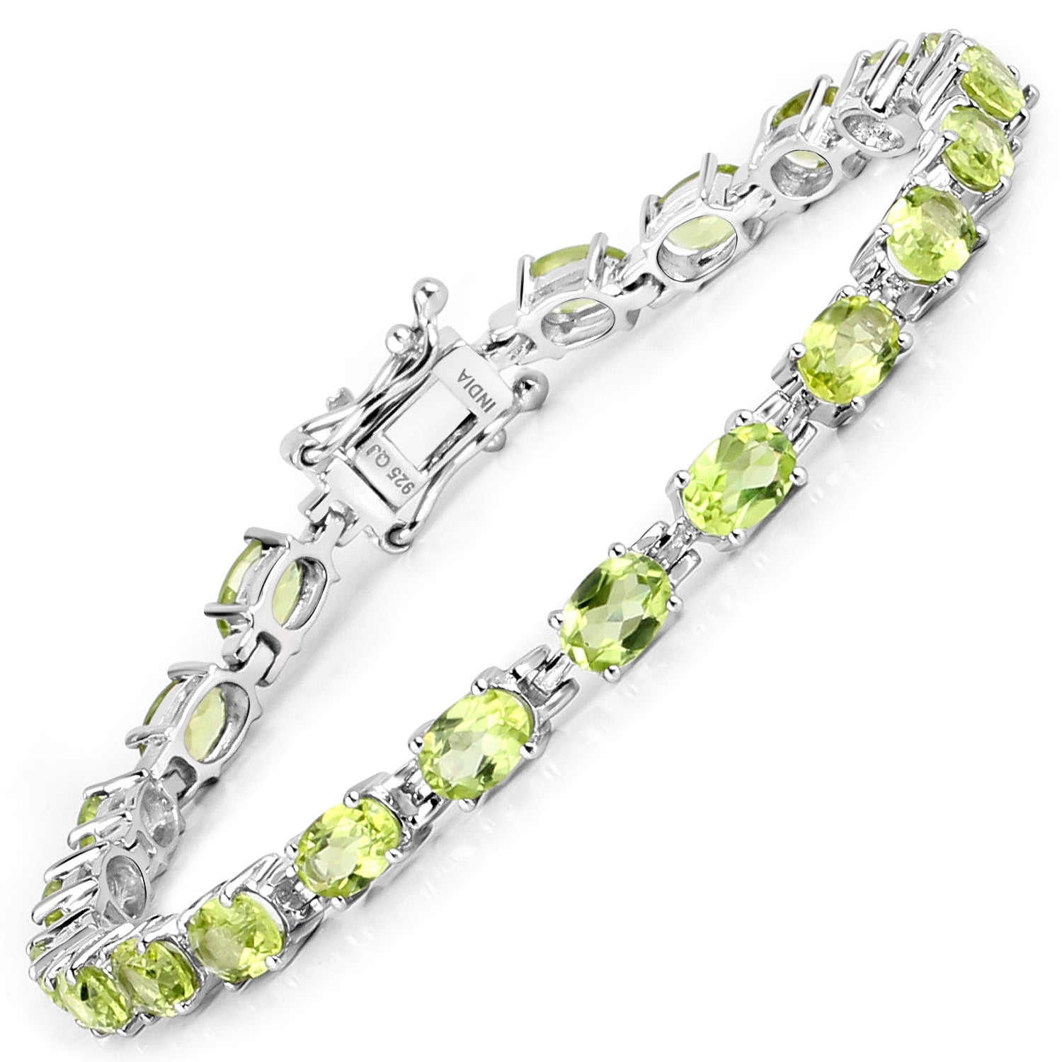 8.61 Carat Genuine Peridot .925 Sterling Silver Bracelet Bids.com