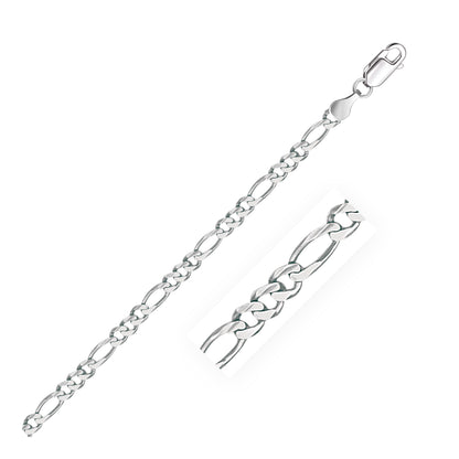 3.8mm 14k White Gold Solid Figaro Bracelet Bids.com