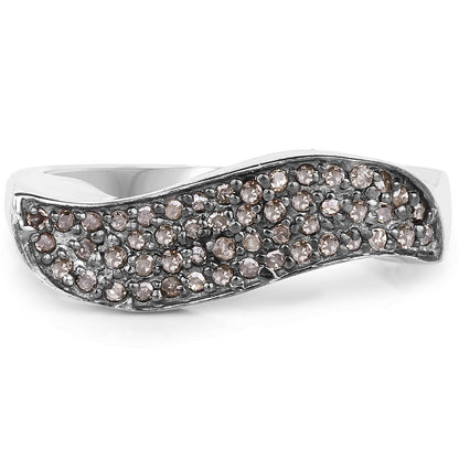0.21 Carat Genuine Champagne Diamond .925 Sterling Silver Ring Bids.com