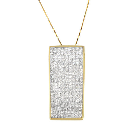 14K Yellow Gold Princess Cut Diamond Block Pendant Necklace (2 5/8 cttw, H-I Color, SI2-I1 Clarity) Bids.com