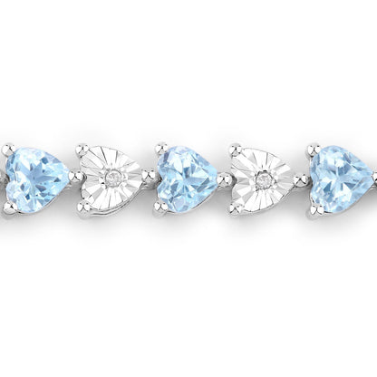 7.64 Carat Genuine Blue Topaz and White Diamond .925 Sterling Silver Bracelet Bids.com