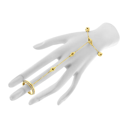 14K Yellow Gold 1/4 Cttw Diamond Ring and Bracelet Hand Chain (G-H Color, SI1-SI2 Clarity) - 7" Bids.com