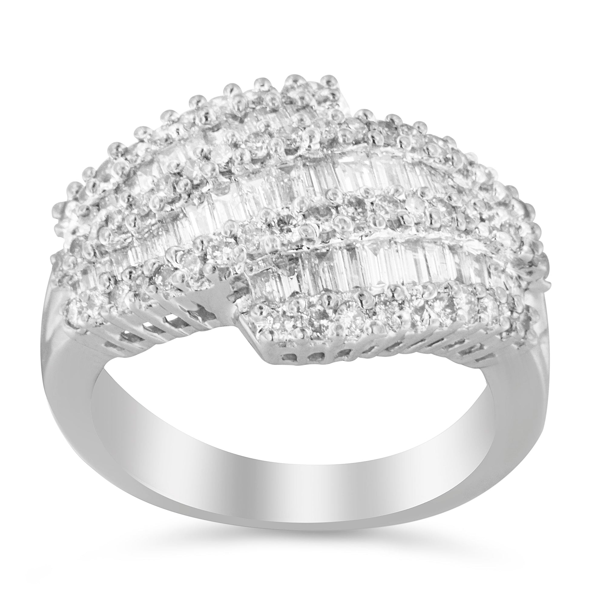 14K White Gold Diamond Cocktail Ring Band (1 3/4 Cttw, H-I Color, SI2-I1 Clarity) - Size 6-1/2 Bids.com