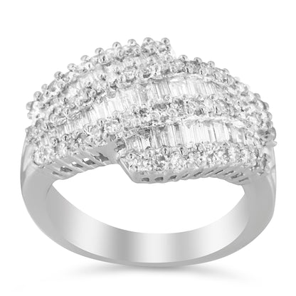 14K White Gold Diamond Cocktail Ring Band (1 3/4 Cttw, H-I Color, SI2-I1 Clarity) - Size 6-1/2 Bids.com