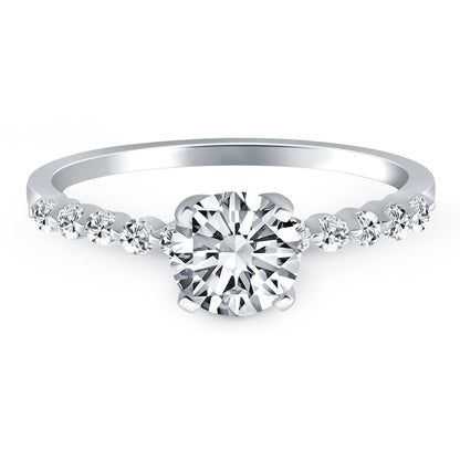 14k White Gold Diamond Engagement Ring with Shared Prong Diamond Accents Bids.com