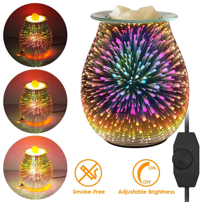 3D Fireworks Glass Wax Warmer Electric Wax Burner Night Lamp DailySale