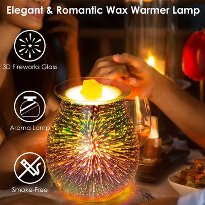 3D Fireworks Glass Wax Warmer Electric Wax Burner Night Lamp DailySale