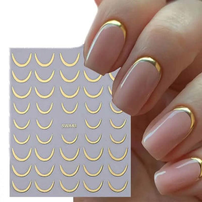3D Gold-Finished French Kiss Crescent Nail Stickers DailySale