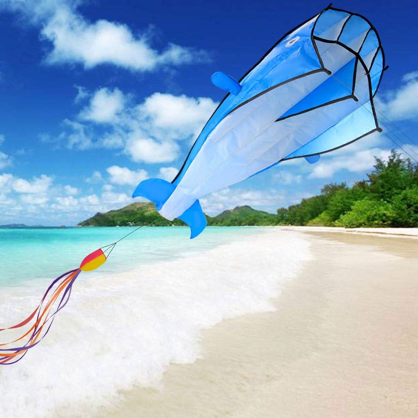 3D Kite Huge Frameless Soft Parafoil Giant Dolphin DailySale