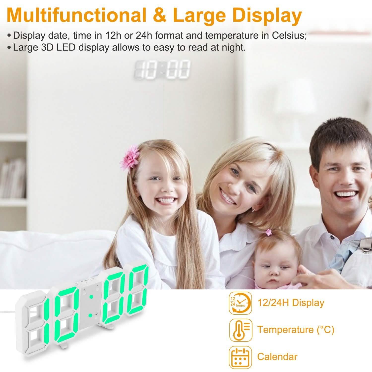3D LED Digital Wall Clock DailySale