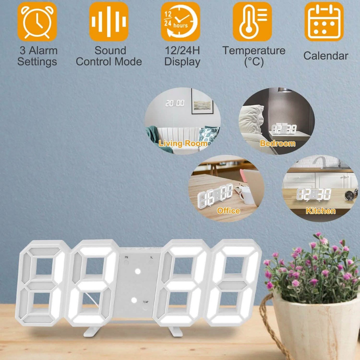 3D LED Digital Wall Clock DailySale