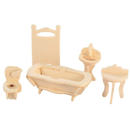 3D Wooden Dollhouse Furniture Puzzles DailySale