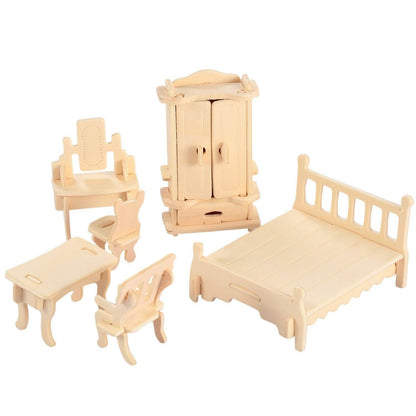 3D Wooden Dollhouse Furniture Puzzles DailySale