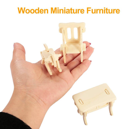 3D Wooden Dollhouse Furniture Puzzles DailySale