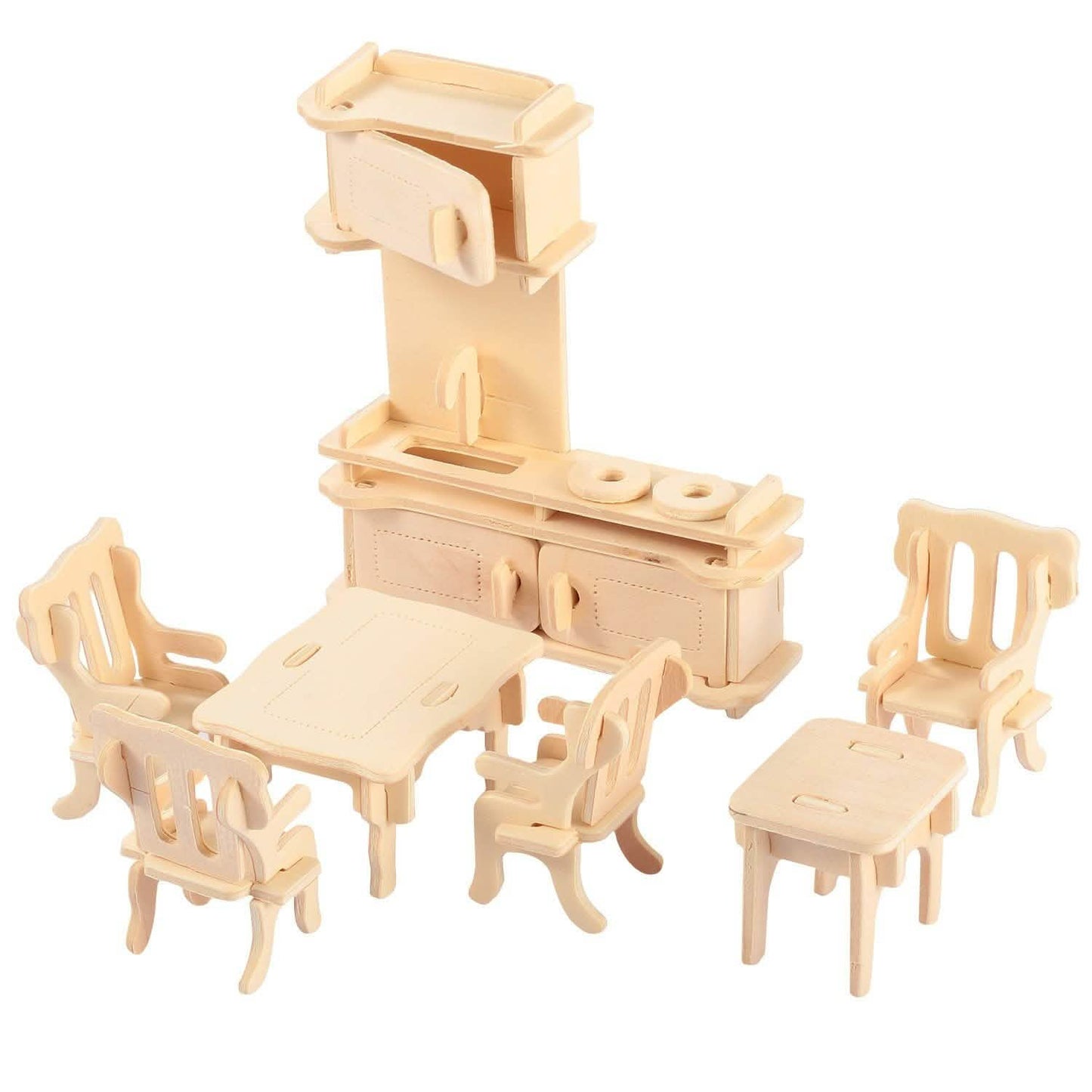 3D Wooden Dollhouse Furniture Puzzles DailySale