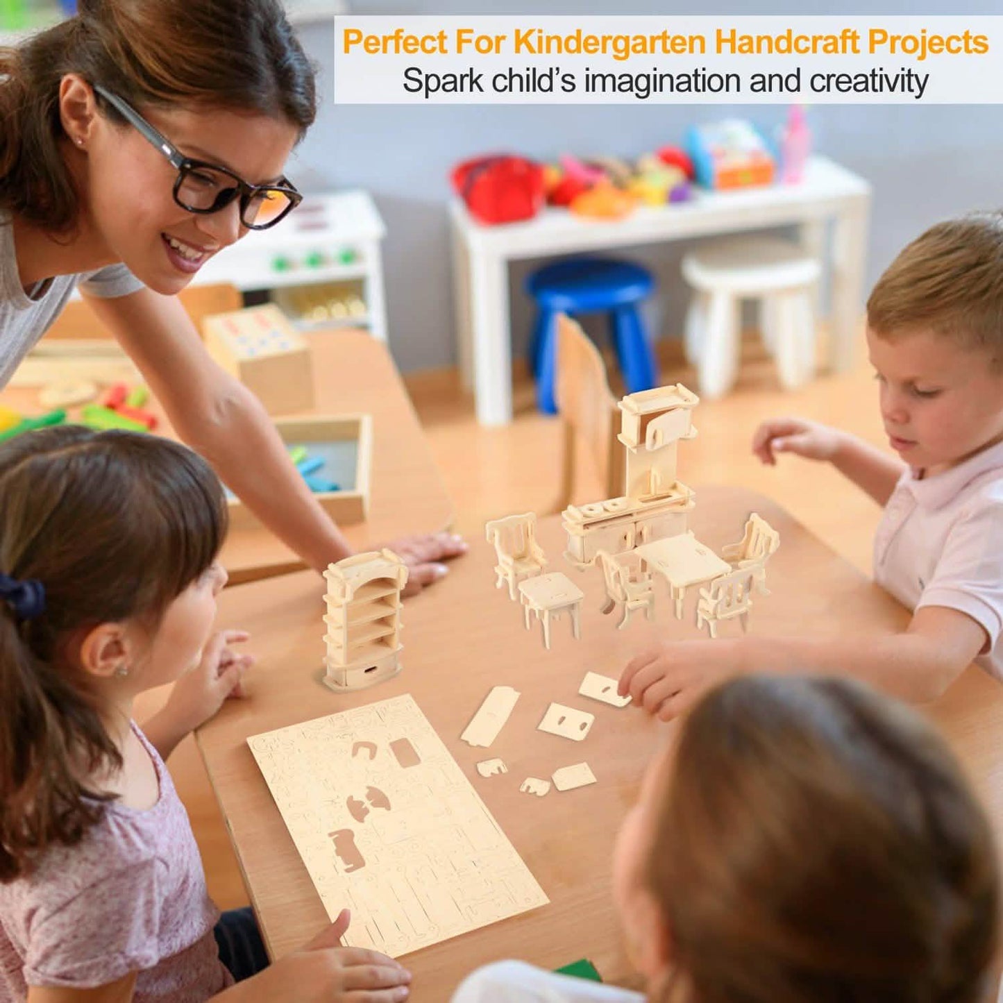 3D Wooden Dollhouse Furniture Puzzles DailySale