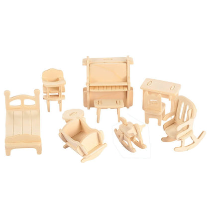 3D Wooden Dollhouse Furniture Puzzles DailySale