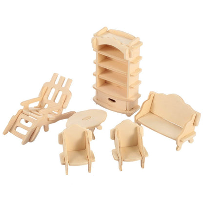 3D Wooden Dollhouse Furniture Puzzles DailySale
