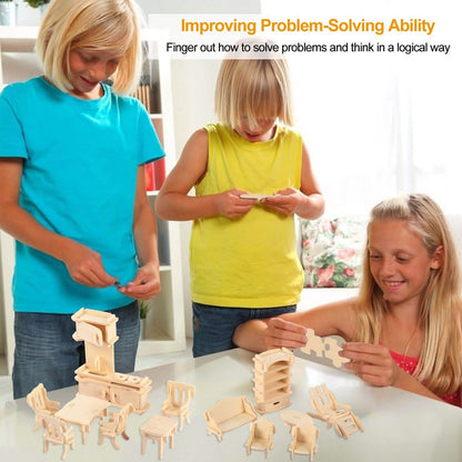 3D Wooden Dollhouse Furniture Puzzles DailySale