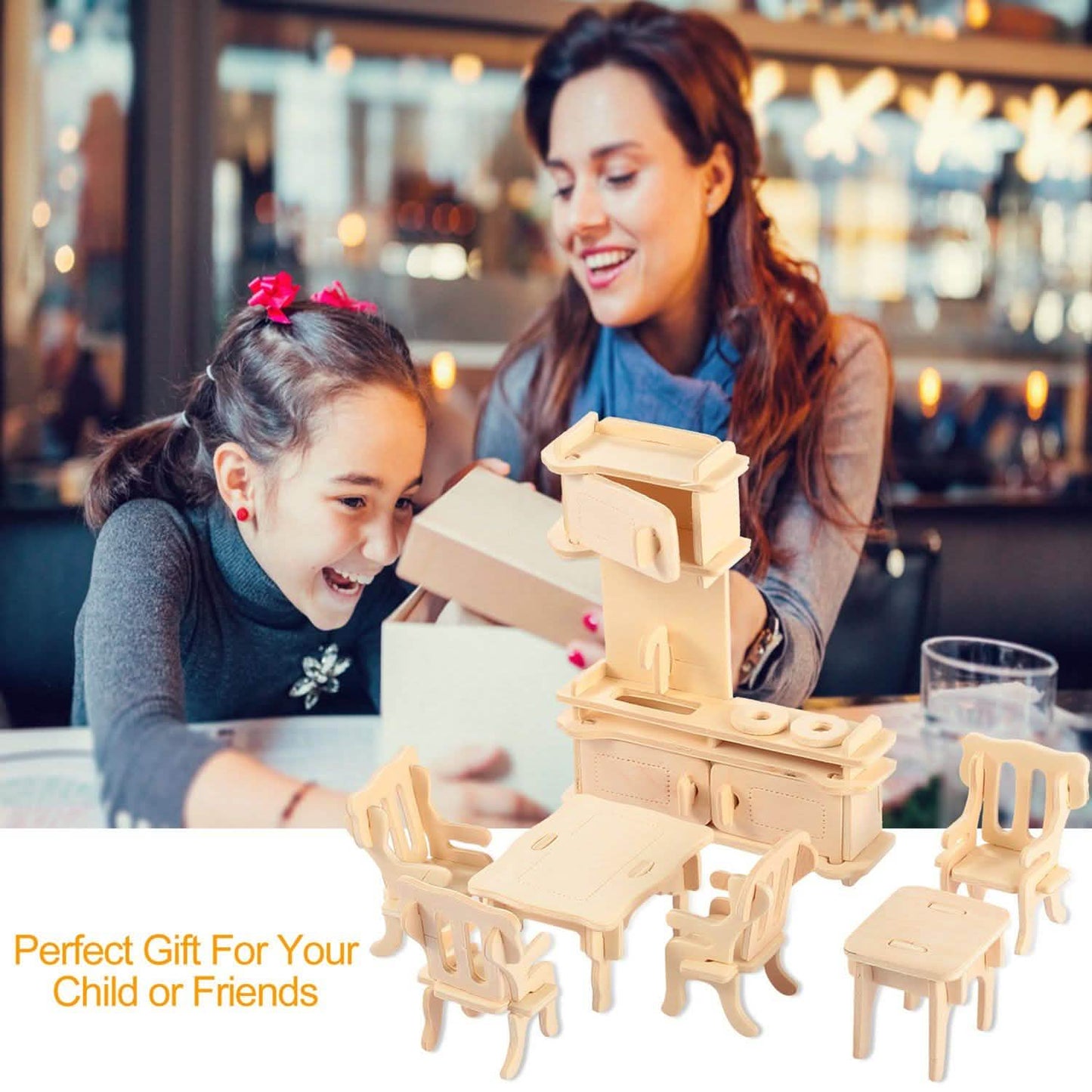 3D Wooden Dollhouse Furniture Puzzles DailySale