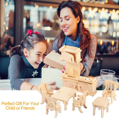 3D Wooden Dollhouse Furniture Puzzles DailySale