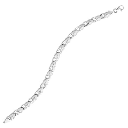 14k White Gold Heart Shape Textured Bracelet Bids.com