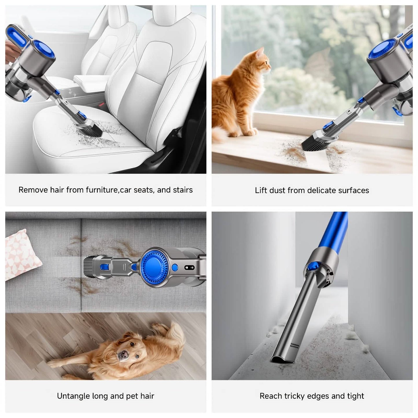Cordless Vacuum Cleaner with LED Light & Removable Battery – Blue DailySale