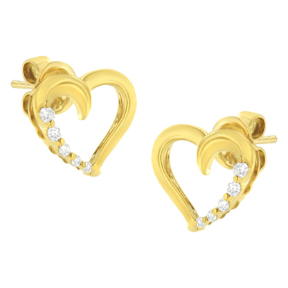 14K Yellow Gold 1/8 Cttw Diamond Journey Heart Hoop Earrings (K-L Color, I1-I2 Clarity) Bids.com