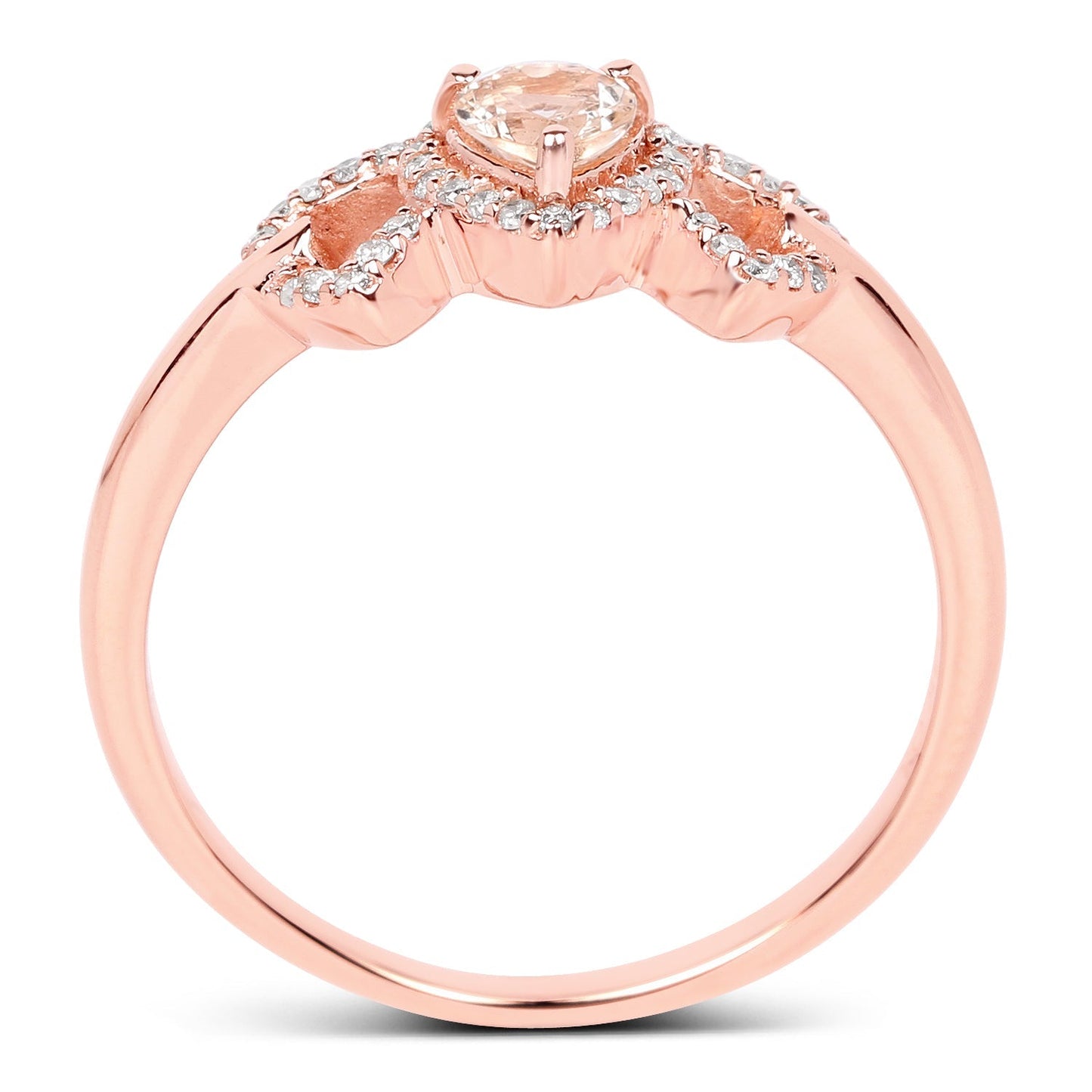 0.37 Carat Genuine Morganite and White Diamond 14K Rose Gold Ring Bids.com