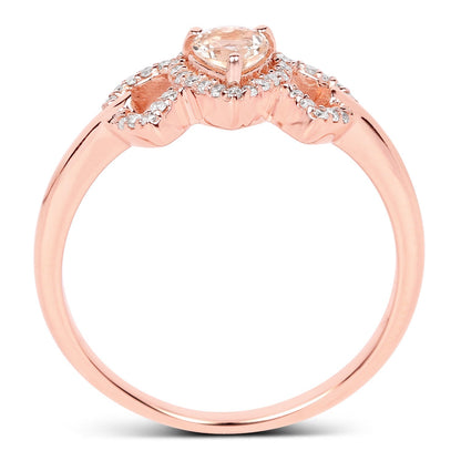 0.37 Carat Genuine Morganite and White Diamond 14K Rose Gold Ring Bids.com
